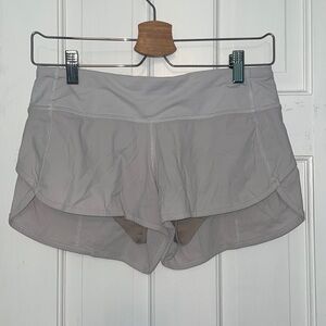 White Lululemon Speed Up Shorts